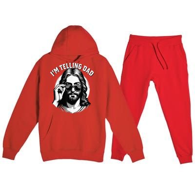 IM Telling Dad Funny Religious Christian Jesus Meme Premium Hooded Sweatsuit Set