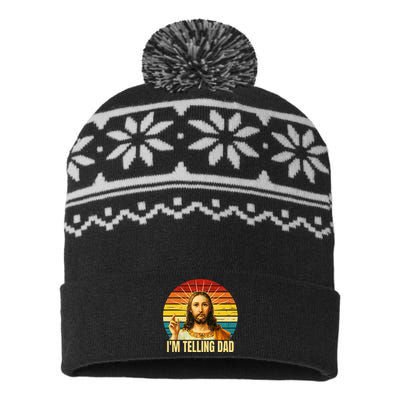 IM Telling Dad Religious Christian Jesus USA-Made Snowflake Beanie