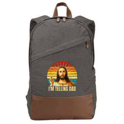 IM Telling Dad Religious Christian Jesus Cotton Canvas Backpack