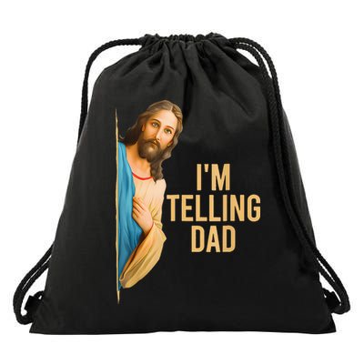 IM Telling Dad Jesus Meme Drawstring Bag