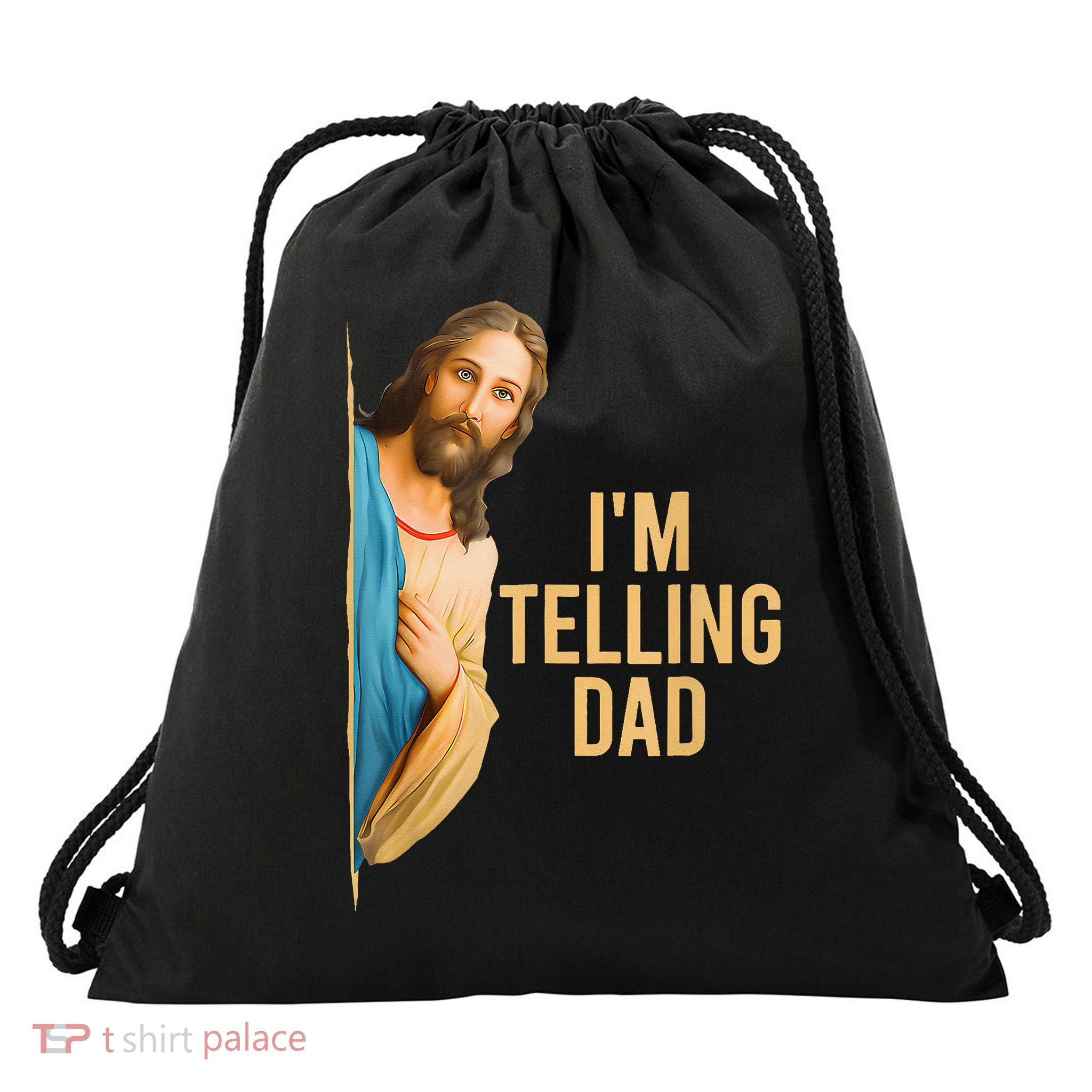 IM Telling Dad Jesus Meme Drawstring Bag