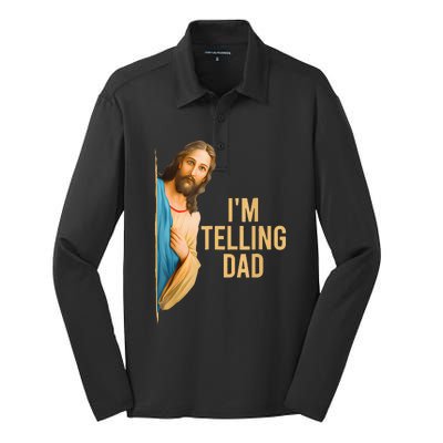 IM Telling Dad Jesus Meme Silk Touch Performance Long Sleeve Polo