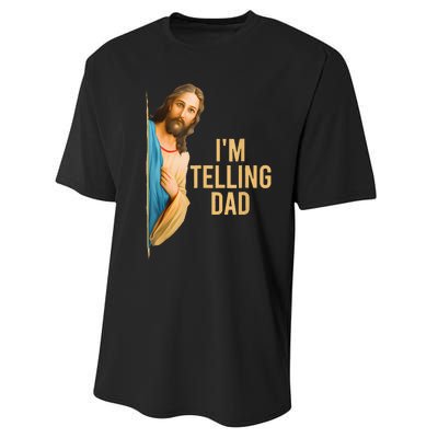 IM Telling Dad Jesus Meme Performance Sprint T-Shirt