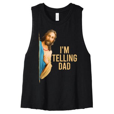 IM Telling Dad Jesus Meme Women's Racerback Cropped Tank