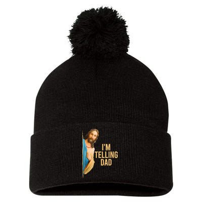 IM Telling Dad Jesus Meme Pom Pom 12in Knit Beanie