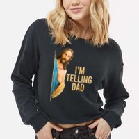 IM Telling Dad Jesus Meme Cropped Pullover Crew