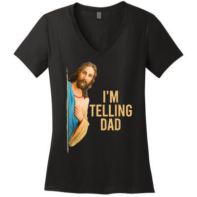 IM Telling Dad Jesus Meme Women's V-Neck T-Shirt