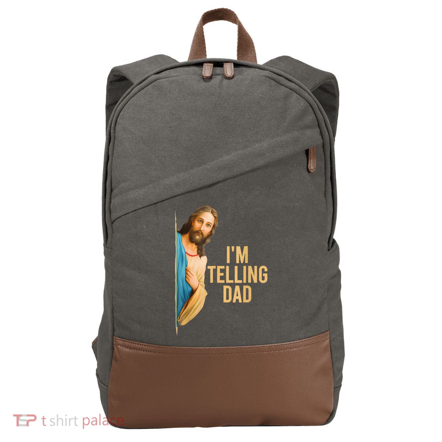 IM Telling Dad Jesus Meme Cotton Canvas Backpack