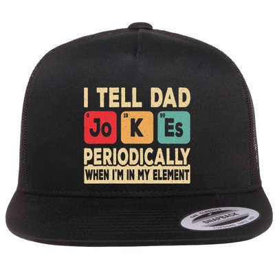 I Tell Dad Jokes Periodically Retro Papa Daddy Fathers Day Flat Bill Trucker Hat