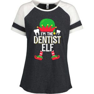 I’M The Dentist Elf Christmas Retro Teeth Dental Assistants Gift Enza Ladies Jersey Colorblock Tee