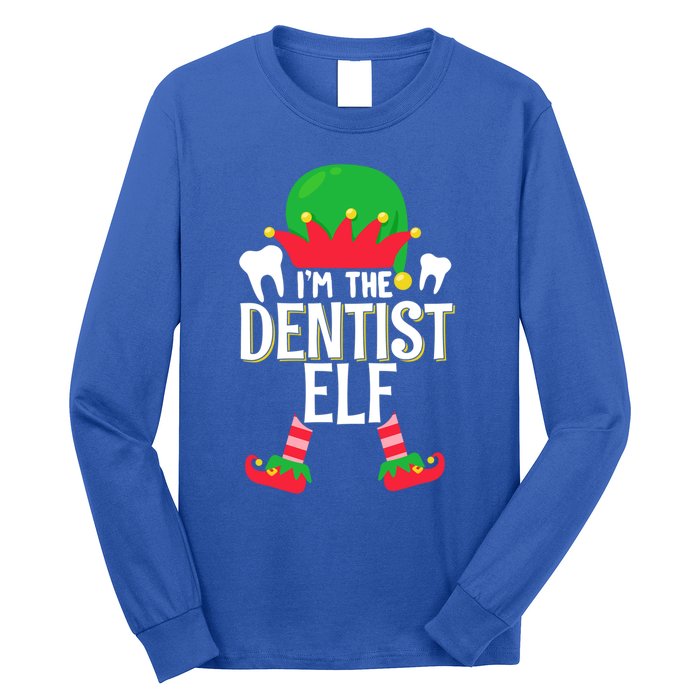 I’M The Dentist Elf Christmas Retro Teeth Dental Assistants Gift Long Sleeve Shirt