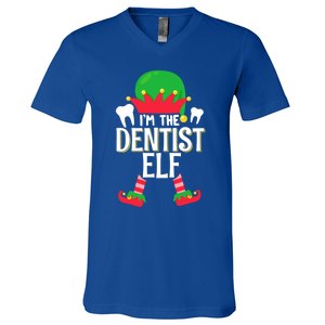 I’M The Dentist Elf Christmas Retro Teeth Dental Assistants Gift V-Neck T-Shirt