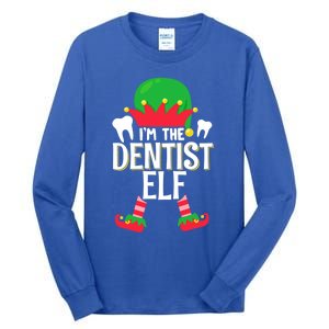 I’M The Dentist Elf Christmas Retro Teeth Dental Assistants Gift Tall Long Sleeve T-Shirt