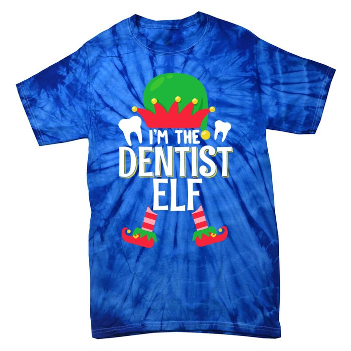 I’M The Dentist Elf Christmas Retro Teeth Dental Assistants Gift Tie-Dye T-Shirt