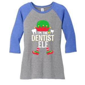 I’M The Dentist Elf Christmas Retro Teeth Dental Assistants Gift Women's Tri-Blend 3/4-Sleeve Raglan Shirt