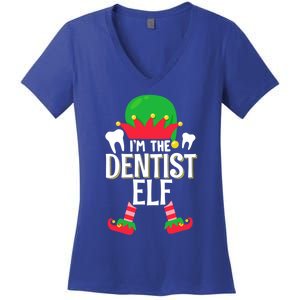 I’M The Dentist Elf Christmas Retro Teeth Dental Assistants Gift Women's V-Neck T-Shirt