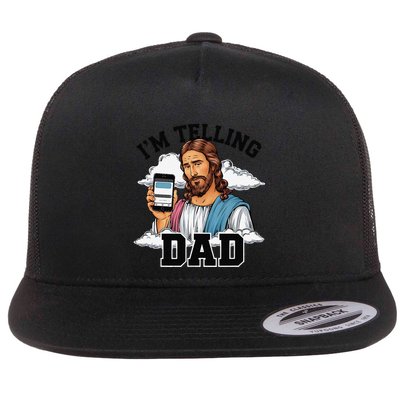 IM Telling Dad Funny Religious Christian Jesus Meme Flat Bill Trucker Hat