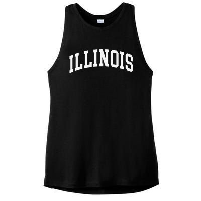 Illinois Throwback Design Classic Ladies PosiCharge Tri-Blend Wicking Tank