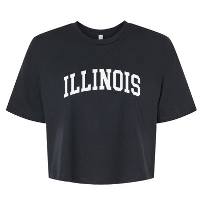 Illinois Throwback Design Classic Bella+Canvas Jersey Crop Tee