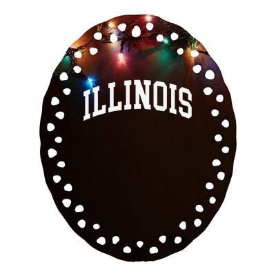 Illinois Throwback Design Classic Ceramic Oval Ornament