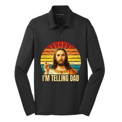 IM Telling Dad Religious Christian Jesus Meme FatherS Day Silk Touch Performance Long Sleeve Polo