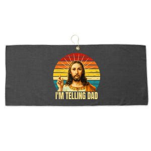 IM Telling Dad Religious Christian Jesus Meme FatherS Day Large Microfiber Waffle Golf Towel