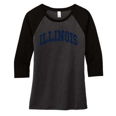 Illinois Throwback Design Classic Women's Tri-Blend 3/4-Sleeve Raglan Shirt