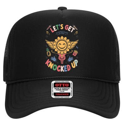 Ivf Transfer Day Infertility LetS Get That Knocked Up High Crown Mesh Back Trucker Hat