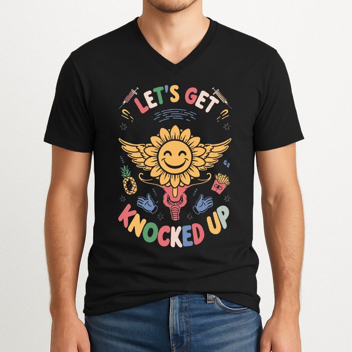 Ivf Transfer Day Infertility LetS Get That Knocked Up V-Neck T-Shirt