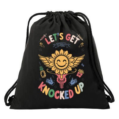 Ivf Transfer Day Infertility LetS Get That Knocked Up Drawstring Bag