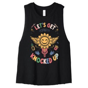 Ivf Transfer Day Infertility LetS Get That Knocked Up Women's Racerback Cropped Tank