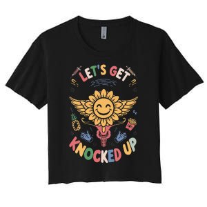 Ivf Transfer Day Infertility LetS Get That Knocked Up Women's Crop Top Tee