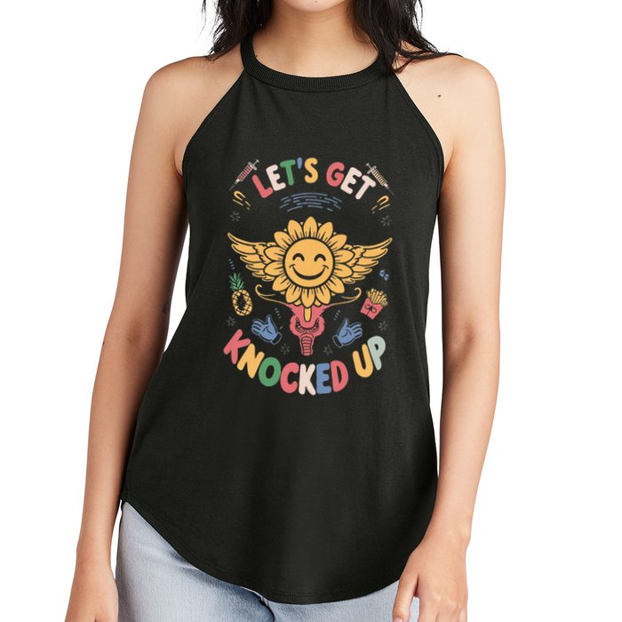 Ivf Transfer Day Infertility LetS Get That Knocked Up Women's Perfect Tri Rocker Tank