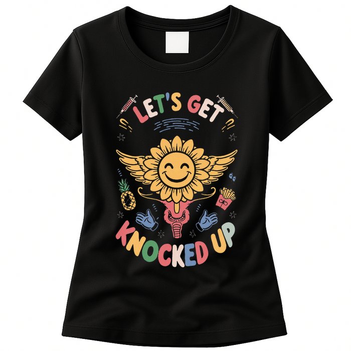 Ivf Transfer Day Infertility LetS Get That Knocked Up Womens T-Shirt