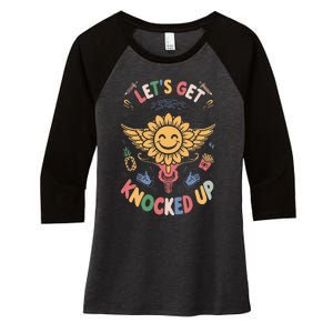 Ivf Transfer Day Infertility LetS Get That Knocked Up Women's Tri-Blend 3/4-Sleeve Raglan Shirt