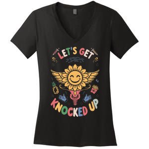 Ivf Transfer Day Infertility LetS Get That Knocked Up Women's V-Neck T-Shirt