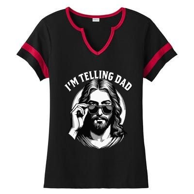 IM Telling Dad Funny Religious Christian Jesus Meme Ladies Halftime Notch Neck Tee