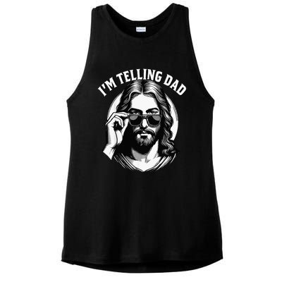 IM Telling Dad Funny Religious Christian Jesus Meme Ladies PosiCharge Tri-Blend Wicking Tank