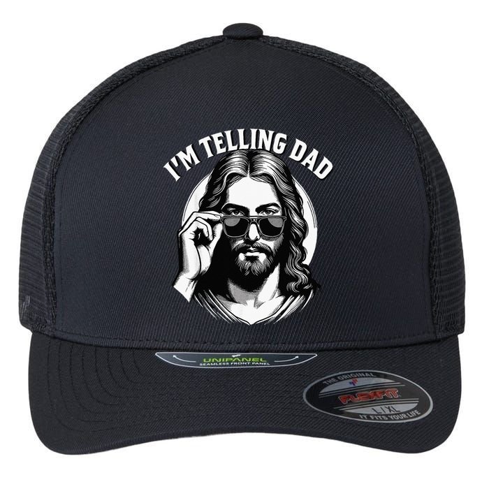 IM Telling Dad Funny Religious Christian Jesus Meme Flexfit Unipanel Trucker Cap