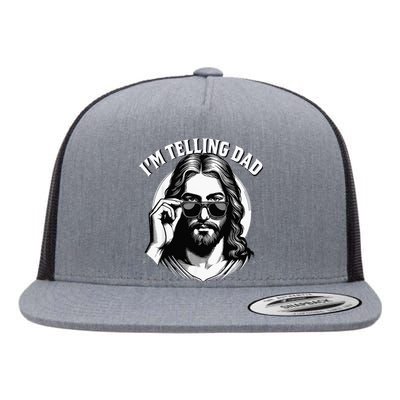 IM Telling Dad Funny Religious Christian Jesus Meme Flat Bill Trucker Hat