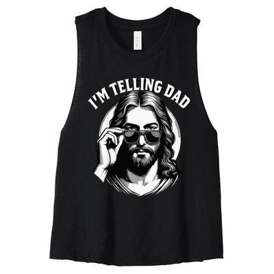 IM Telling Dad Funny Religious Christian Jesus Meme Women's Racerback Cropped Tank