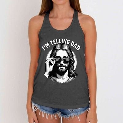 IM Telling Dad Funny Religious Christian Jesus Meme Women's Knotted Racerback Tank