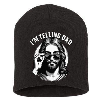 IM Telling Dad Funny Religious Christian Jesus Meme Short Acrylic Beanie