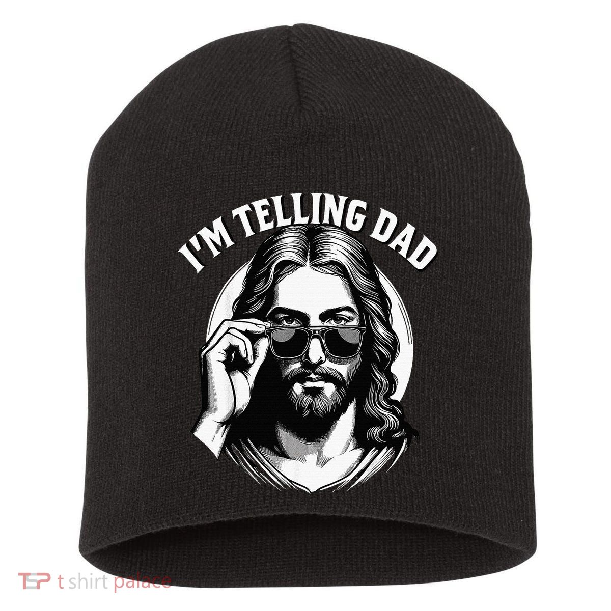 IM Telling Dad Funny Religious Christian Jesus Meme Short Acrylic Beanie