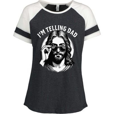 IM Telling Dad Funny Religious Christian Jesus Meme Enza Ladies Jersey Colorblock Tee