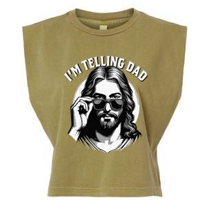 IM Telling Dad Funny Religious Christian Jesus Meme Garment-Dyed Women's Muscle Tee