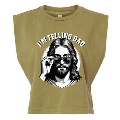 IM Telling Dad Funny Religious Christian Jesus Meme Garment-Dyed Women's Muscle Tee