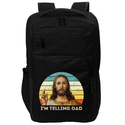 Im Telling Dad Funny Religious Christian Jesus Meme Impact Tech Backpack