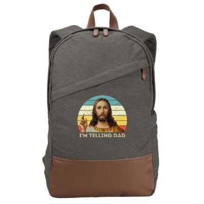 Im Telling Dad Funny Religious Christian Jesus Meme Cotton Canvas Backpack