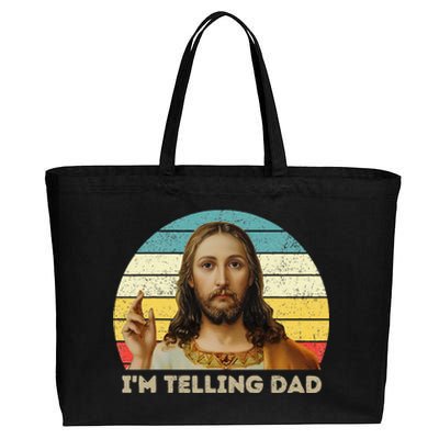 Im Telling Dad Funny Religious Christian Jesus Meme Cotton Canvas Jumbo Tote